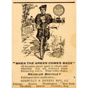  1895 Ad Rambler Bicycle Gormully Jeffery Wheel Cycling 