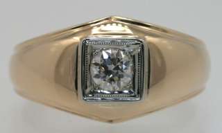   is a handsome art deco men s diamond 14k yellow gold ring measuring 1