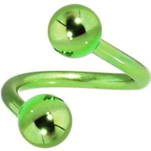    Green Anodized Titanium Spiral Twister Ball Belly Ring Jewelry