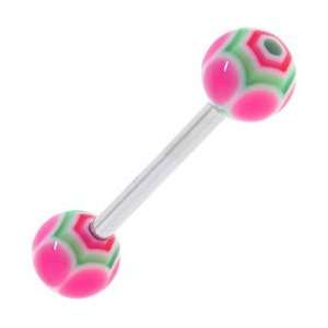 Pink Lime Marracas Barbell Tongue Ring Jewelry