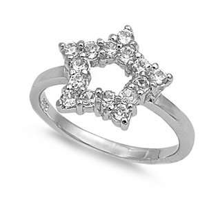   Silver 9mm Star Shaped Clear CZ Ring (Size 4   11)   Size 11 Jewelry