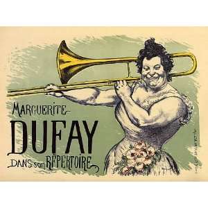  MARGUERITE DUFAY PLAYING TROMBONE VINTAGE POSTER REPRO 