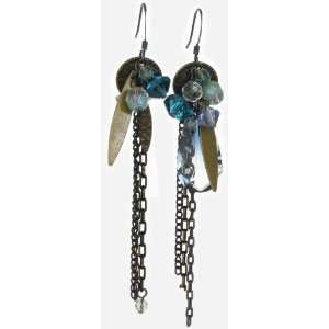     Turquoise / Antique gold dropper earrings   70mm drop Jewelry