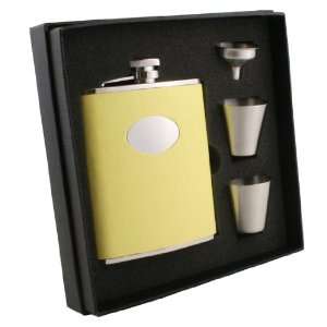  Visol Sunshine Yellow Leather 6oz Deluxe Flask Gift Set 