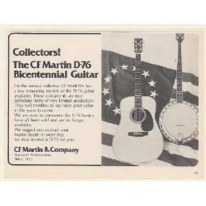  1977 CF Martin D 76 Bicentennial Guitar Banjo Print Ad 