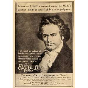  1909 Vintage Ad Everett Piano Beethoven John Church Co 