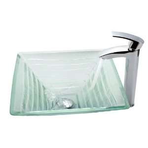    1810CH Clear Alexandrite Glass Vessel Sink and Visio Faucet, Chrome