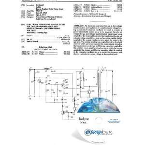  NEW Patent CD for ELECTRONIC CONVERTER FOR USE IN THE VOLTAGE 