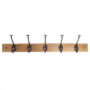  5 Hook Hat and Coat Rack in Maple and Chrome Furniture 