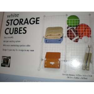  4 White Interlocking Closet Storage Cubes, 14.25 X 14.5 