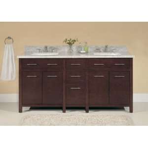   DC 72 Double Sinks Wood Vanity With Granite Top and